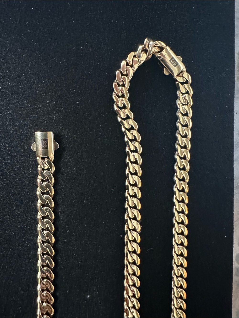 Men's Gold Overlay Cuban Link Chain Necklace & Bracelet Set
